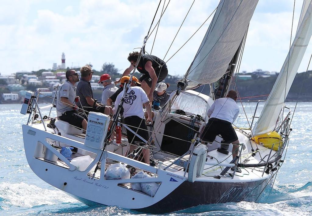 Dr. Stephen Sherwin’s Corby 41.5 Nasty Medicine comes home to a spectacular finish off St. David’s Lighthouse. Bermuda’s Sherwin and all Bermudians host thousands of Newport Bermuda Race’s international sailors enjoying Bermuda’s famous pink sand beaches, fabulous golf courses, the final races of the Onion Patch series in the RBYC Anniversary Regtta and the Dark ’n Stormy® hospitality of the famous RBYC Terrace Bar. Be there for the best. The Entry portal to apply for a race invitation and then  © Charles Anderson/RBYC